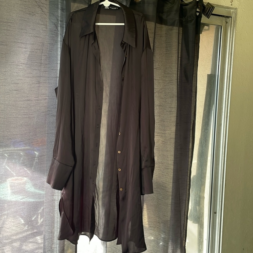 Zara long sheer black dress